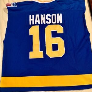 Hanson Charlestown Chiefs Slap Shot Hockey Jersey NHL AHL cut off sleeves shirt